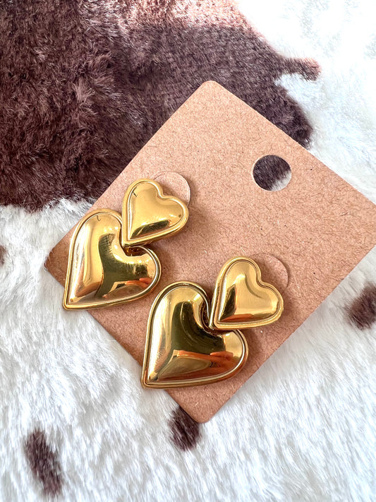 stacked heart earrings