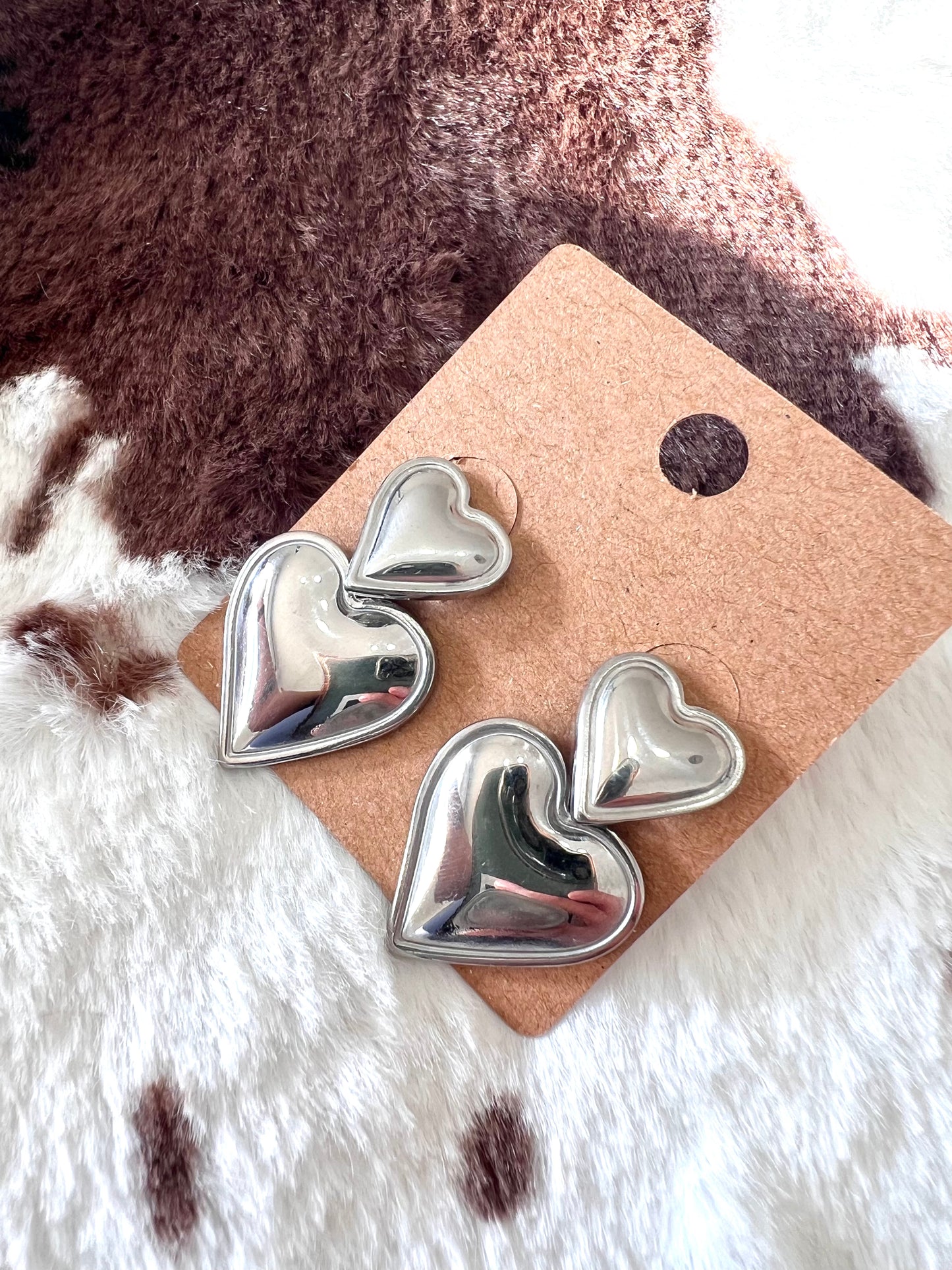 stacked heart earrings